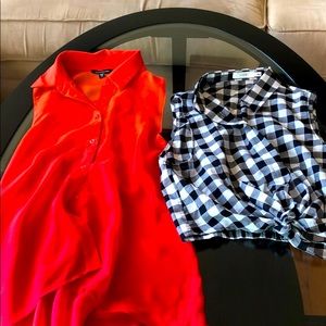 Bundle (bebe chiffon blouse & Lush plaid blouse)